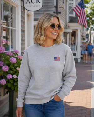 Classic Americana Flag Crewneck Sweatshirt