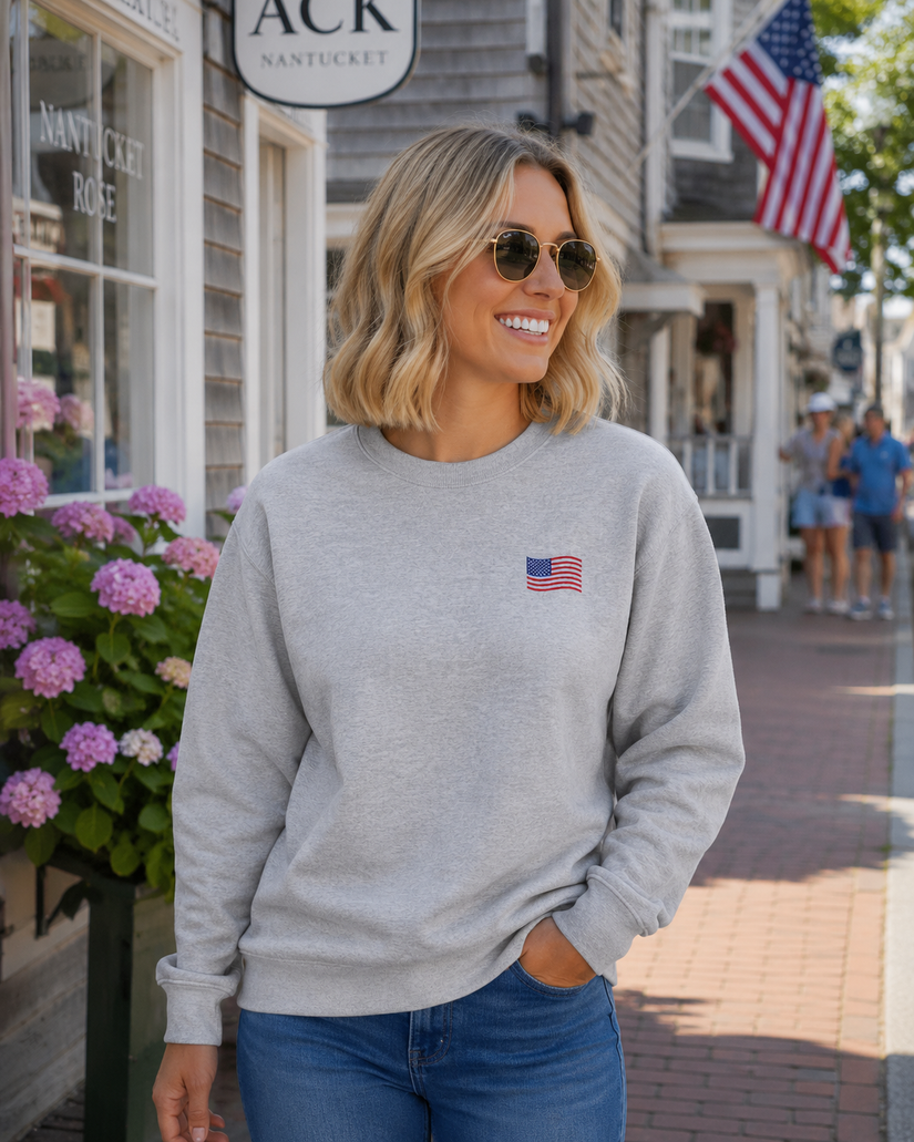 Classic Americana Flag Crewneck Sweatshirt
