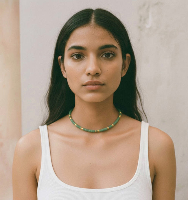 Natural Stone Seafoam Beaded Necklace