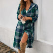 Contrasting Color Stylish Checkered Pattern Hooded Jacket