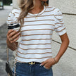 Stylish Women's Striped Puff Sleeve Top