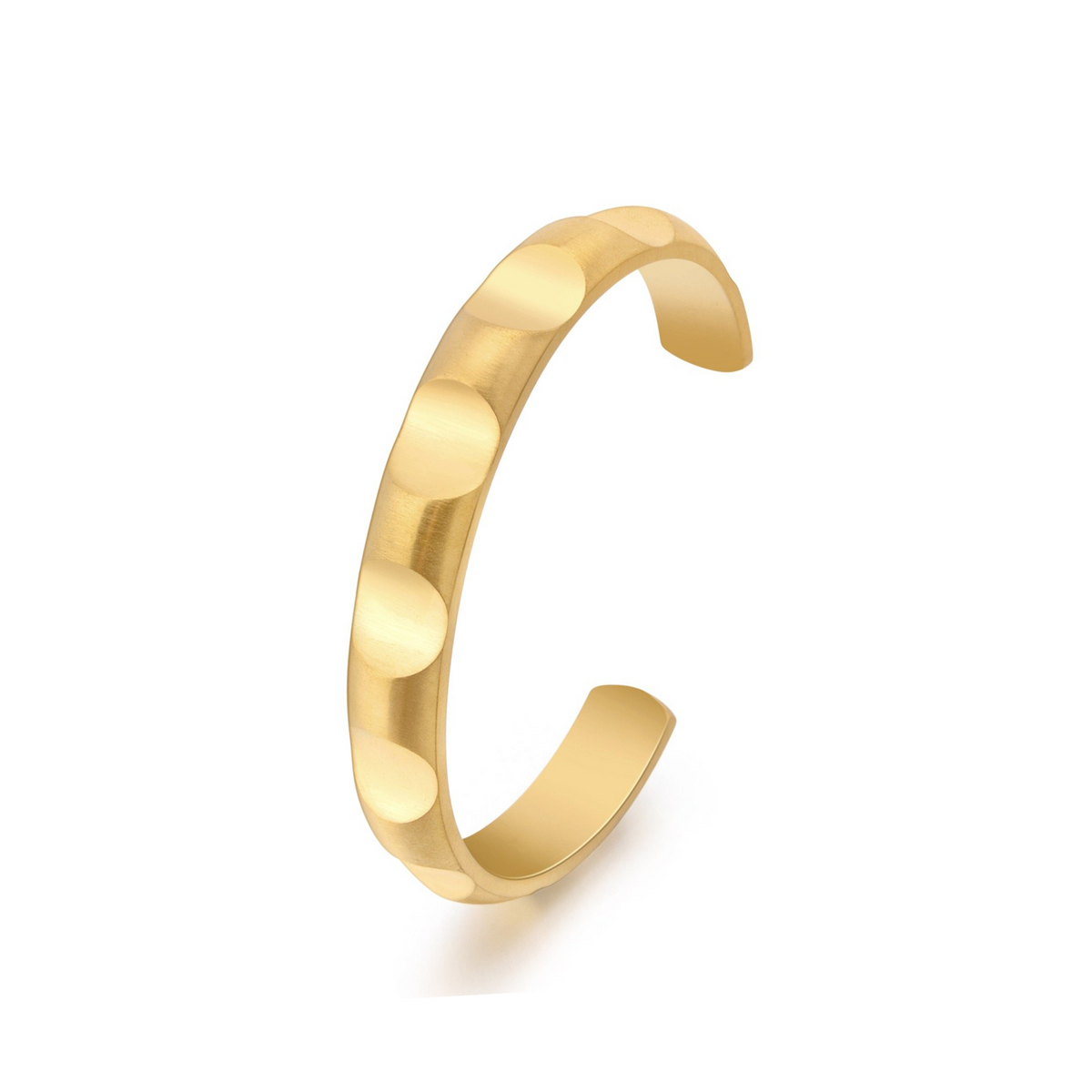Gold circular-indent adjustable bangle cuff