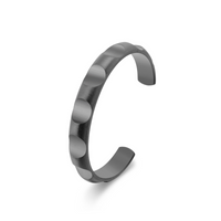 Gunmetal circular-indent adjustable bangle cuff