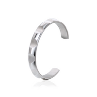 Silver circular-indent adjustable bangle cuff