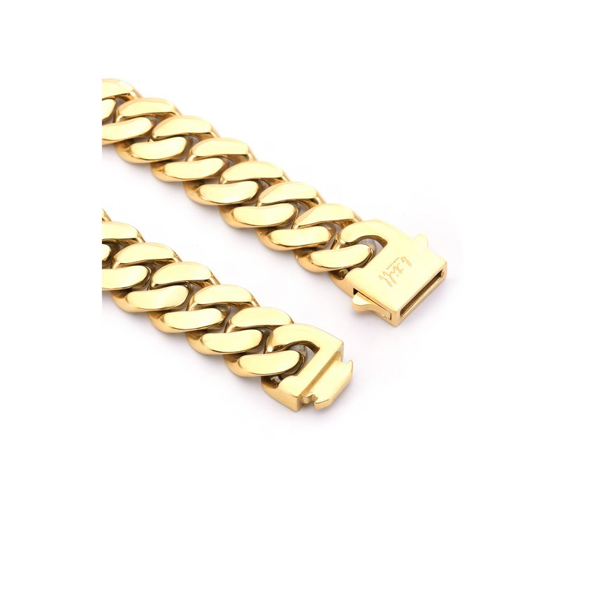 Bold High Polish 16mm Gold Flat Cuban Link Bracelet