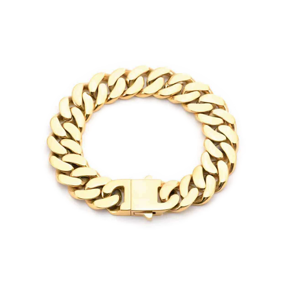 Gold flat Cuban link bracelet in a small size