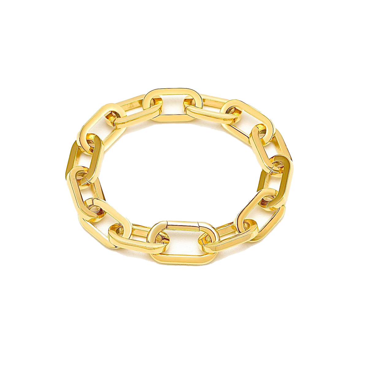 Gold paperclip link bracelet in a small size