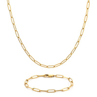 Paperclip-link necklace and bracelet set