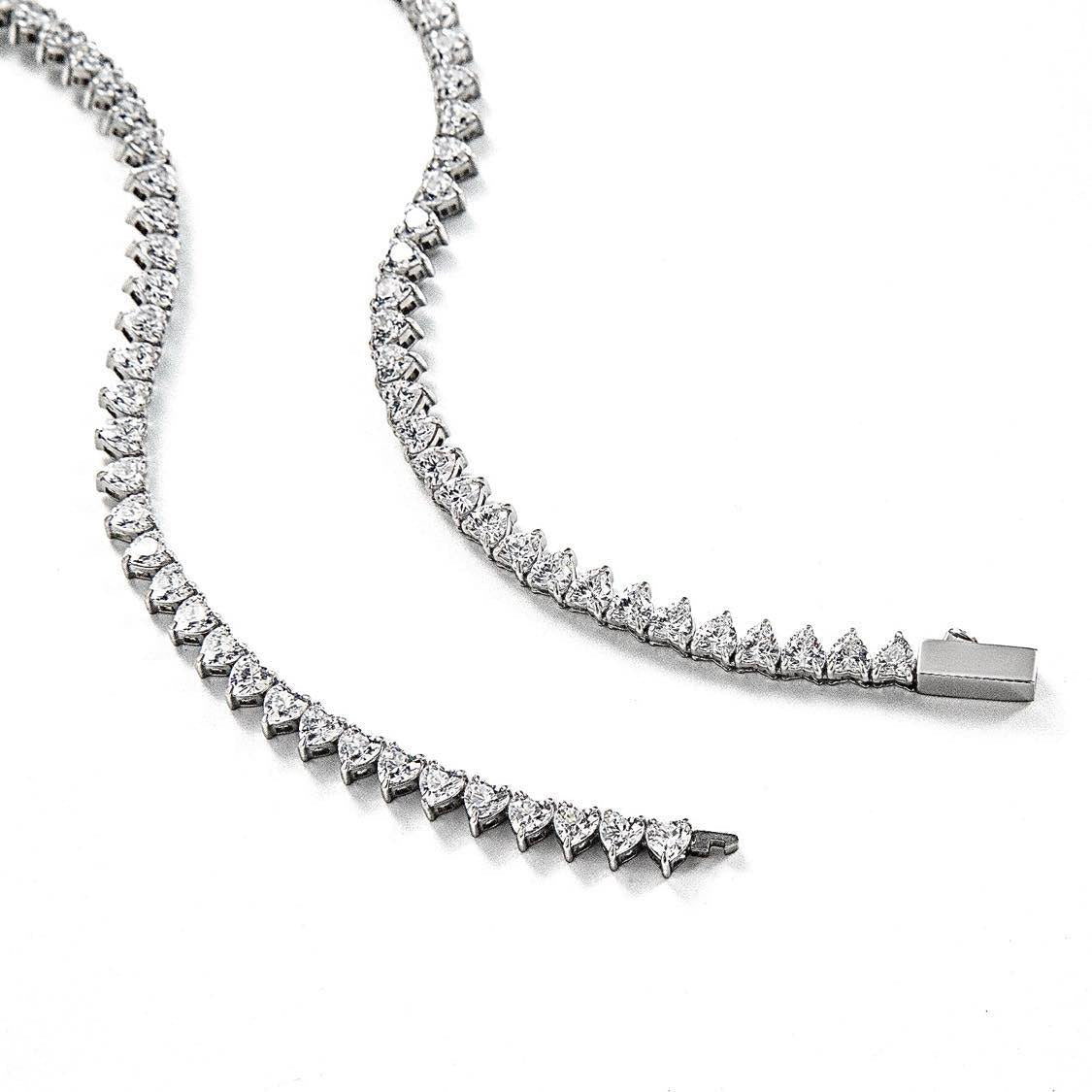 Stunning 4mm Heart Tennis Necklace