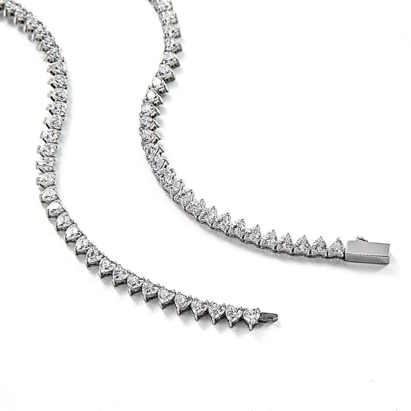 Stunning 4mm Heart Tennis Necklace