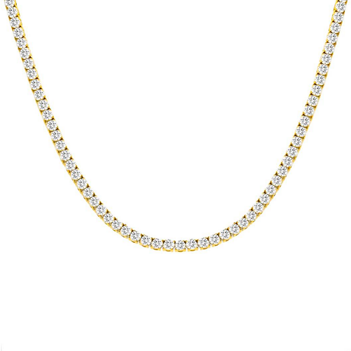 3mm gold tennis necklace