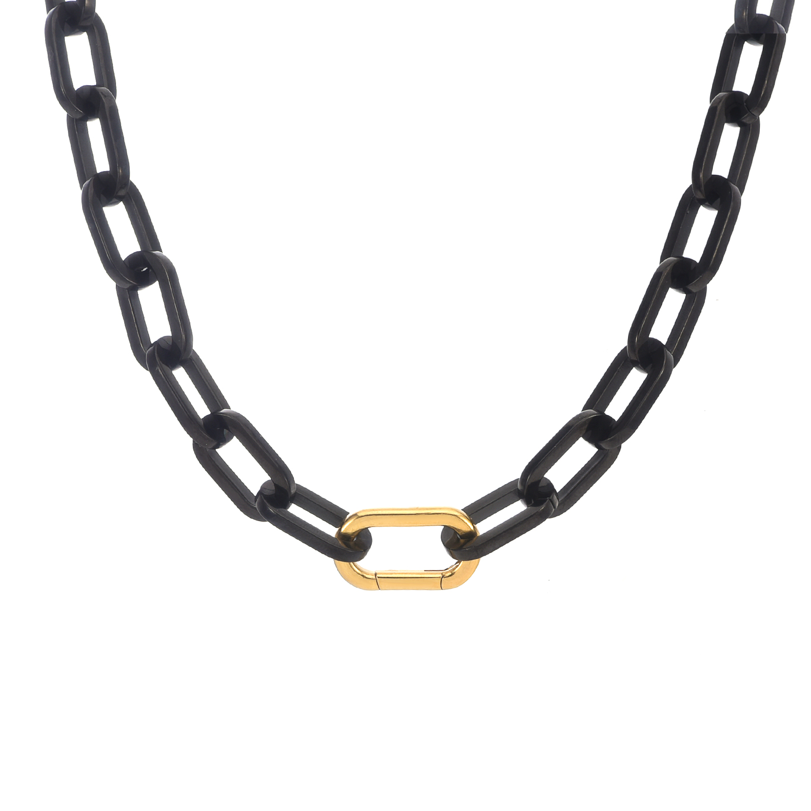 On-Trend Gold Clasp Black Paperclip Chain Necklace