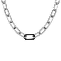 Paperclip chain necklace with black clasp