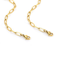 Gold oval paperclip necklace with two clasps