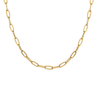 Gold oval paperclip necklace with two clasps