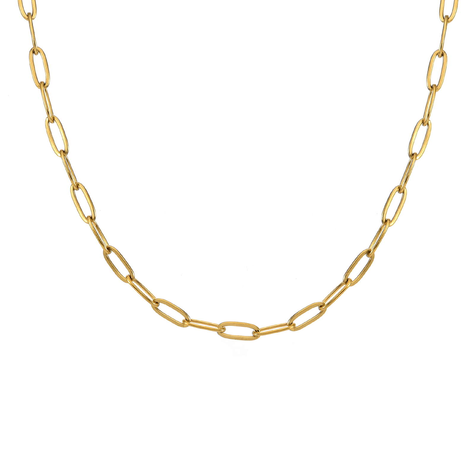 Versatile Gold 2 Clasps Oval Paperclip Necklace