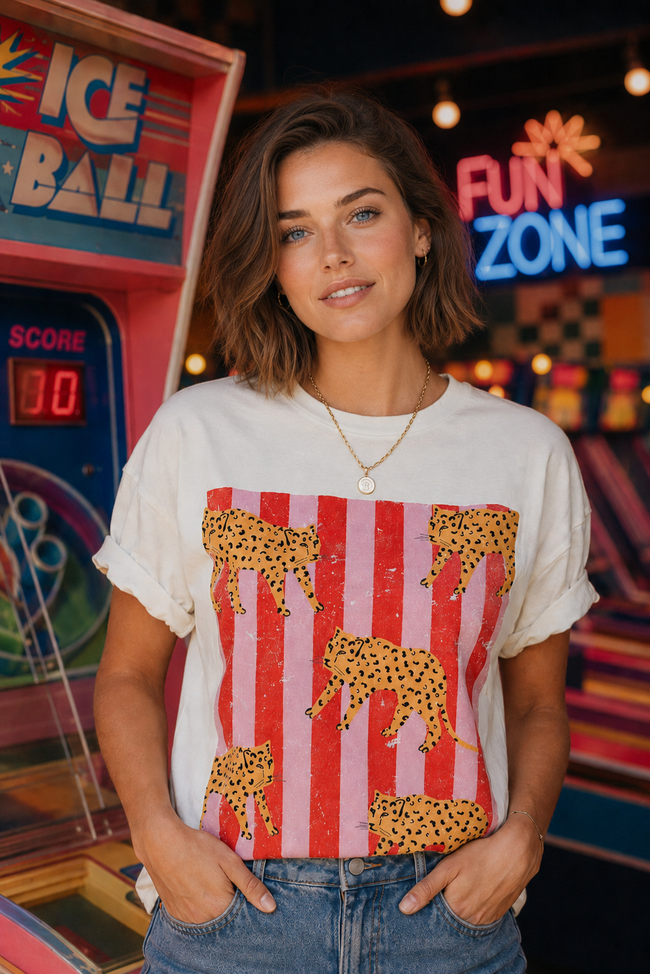 Cheetah Stripe Retro Tee