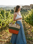 Artisanal Handwoven Stripes Large Tote for Summer Vacation