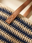 Artisanal Handwoven Stripes Large Tote for Summer Vacation