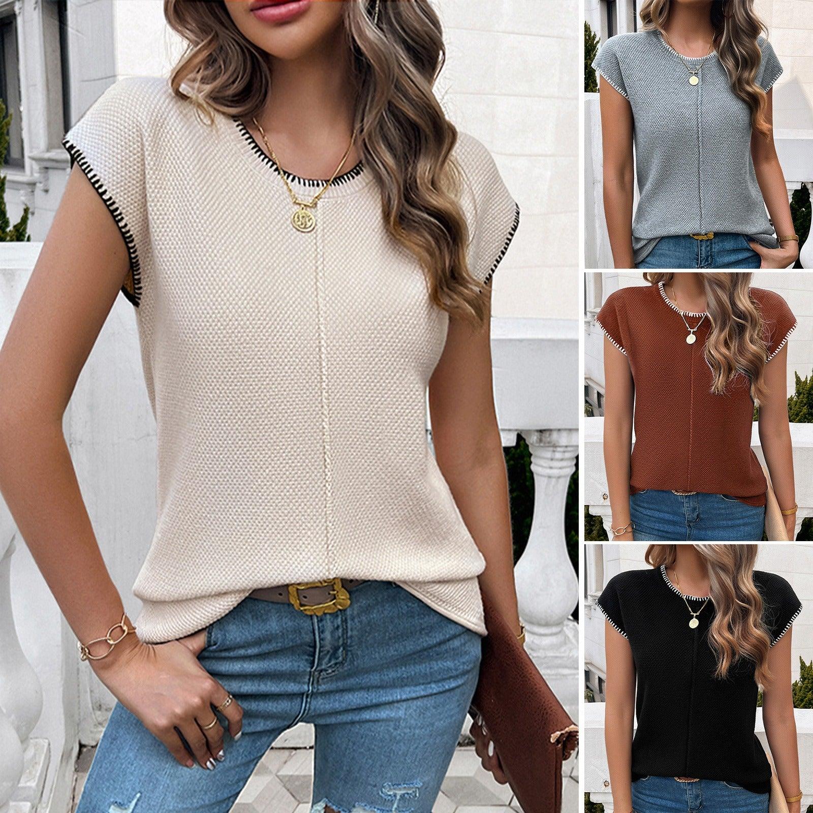 On-Trend Lightweight Short Sleeve Sweater