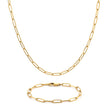 Classic Oval Paperclip Link Chain Necklace and Bracelet Set