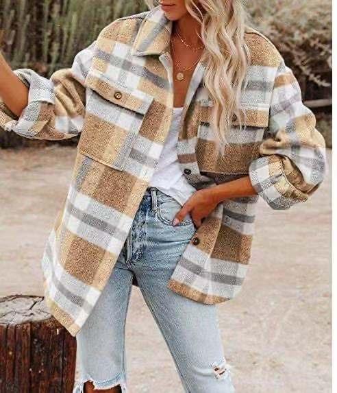 Cozy Western Charm Plaid Wool Coat For Women