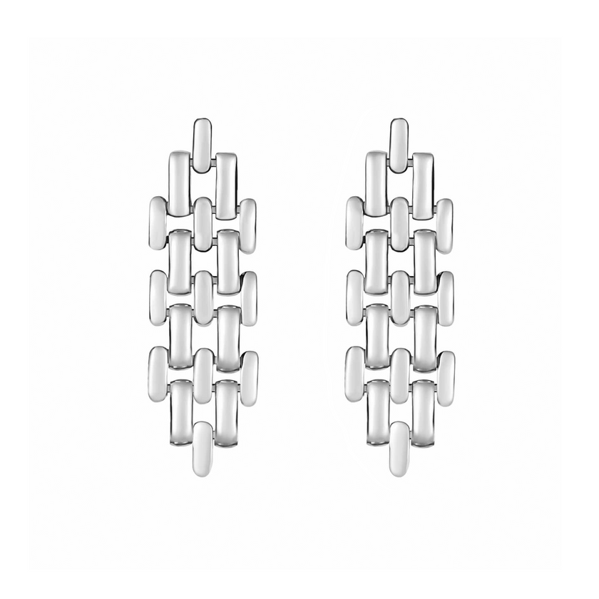 Elegant Sterling Ripple Earrings - Fluid Shine in Every Step
