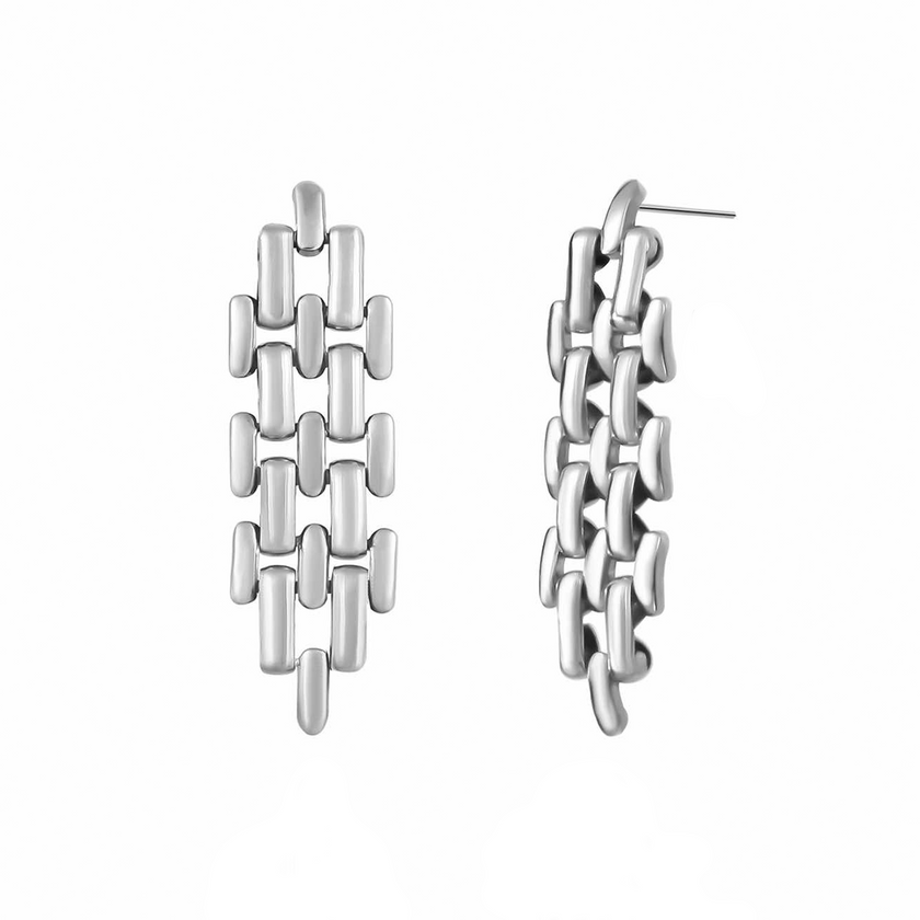 Elegant Sterling Ripple Earrings - Fluid Shine in Every Step