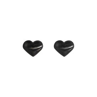 High-polish black mini heart stud earrings