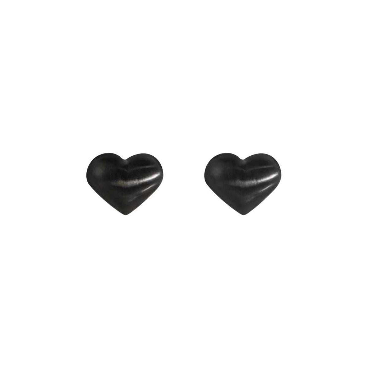 High-polish black mini heart stud earrings