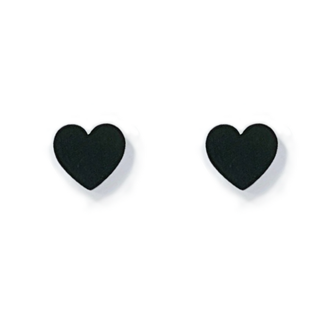 Sweet High Polish Mini Heart Stud Earrings – Black & Burgundy