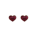 High-polish burgundy mini heart stud earrings