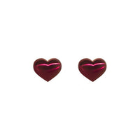 High-polish burgundy mini heart stud earrings