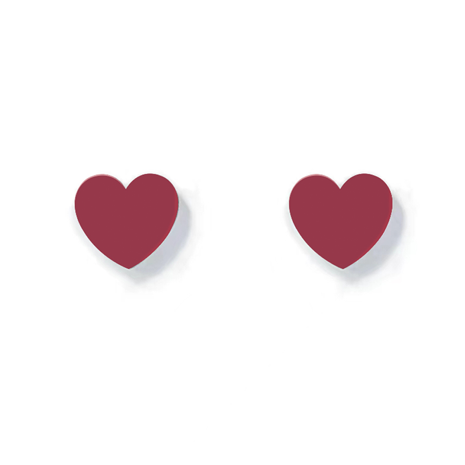 Sweet High Polish Mini Heart Stud Earrings – Black & Burgundy