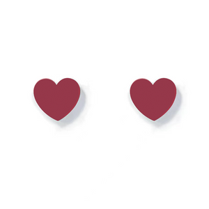 Sweet High Polish Mini Heart Stud Earrings – Black & Burgundy