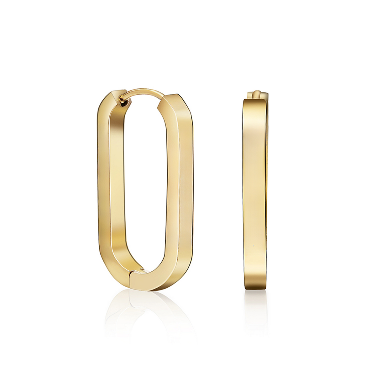 Gold padlock hoop earrings