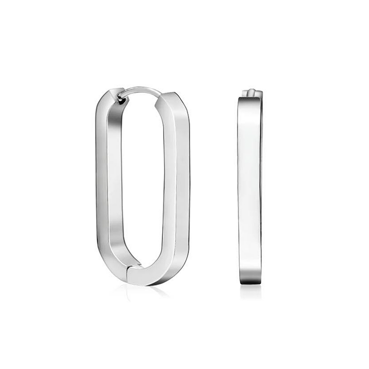 Stainless steel padlock hoop earrings