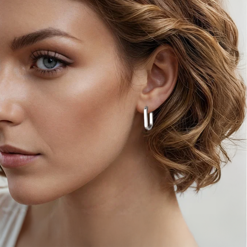 Stainless steel padlock hoop earrings