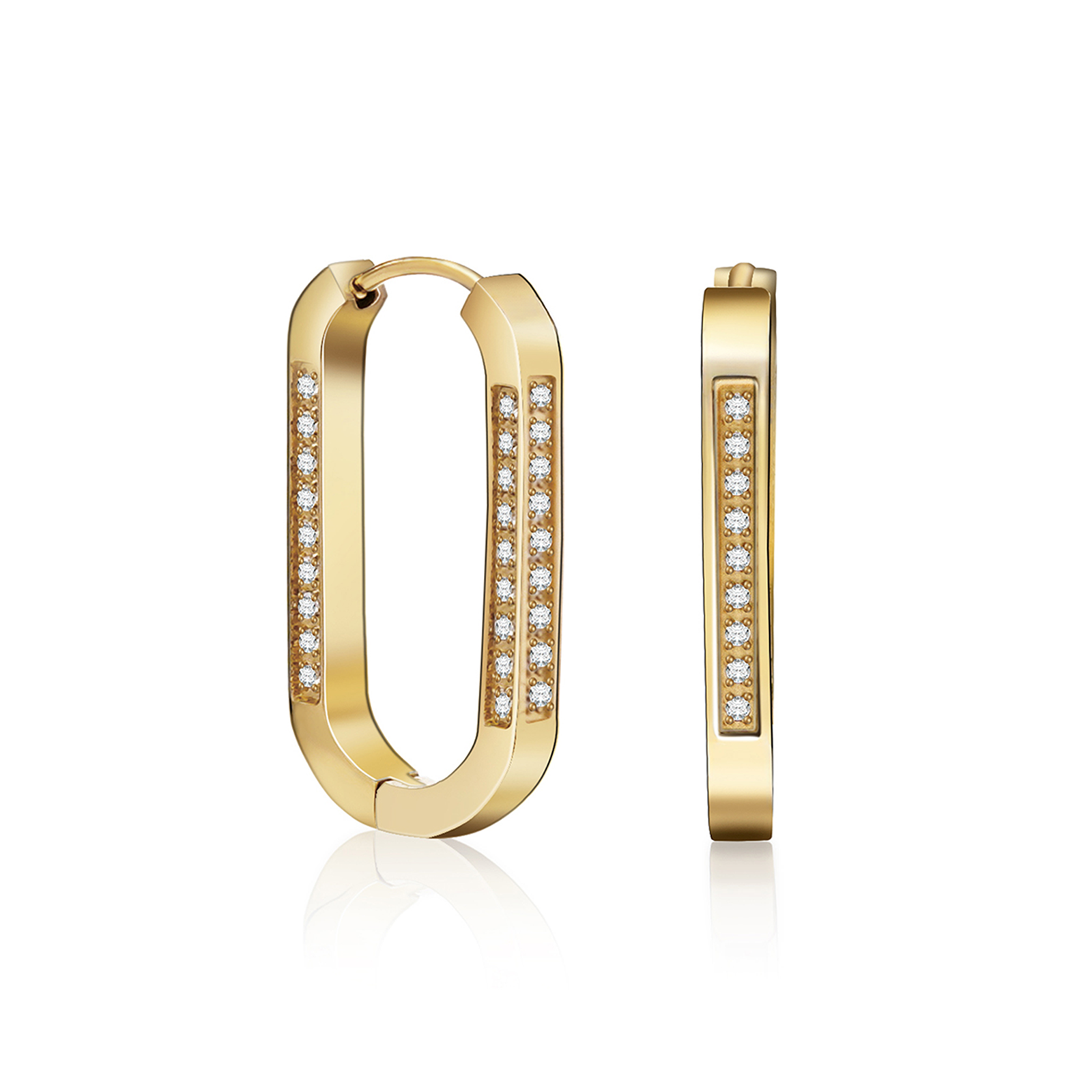 Exquisite Gold Pavé Padlock Hoop Earrings