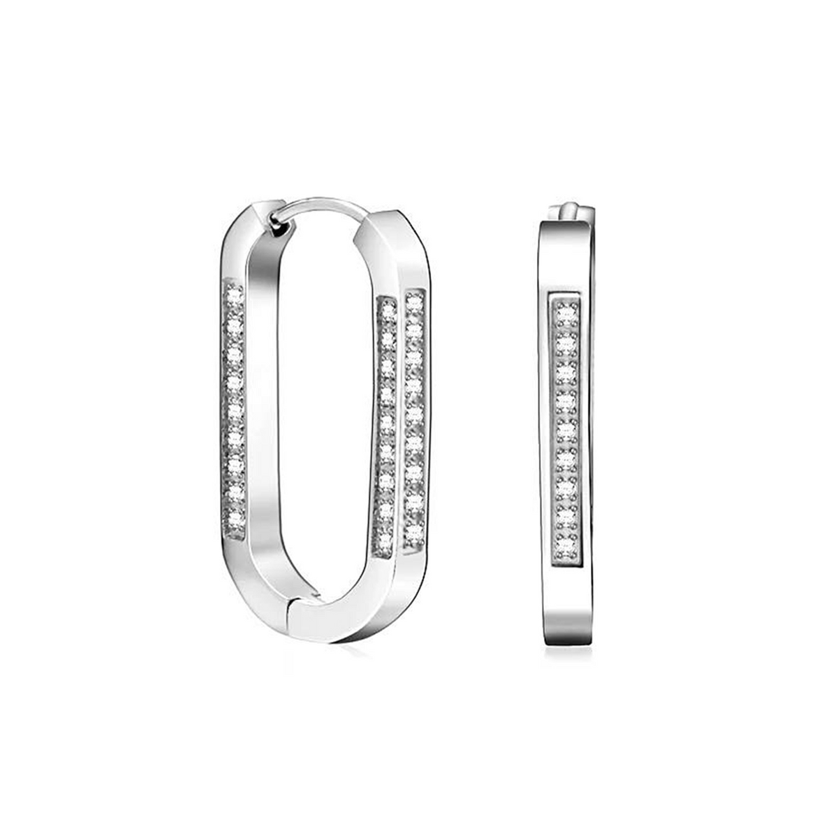 Pavé padlock hoop earrings