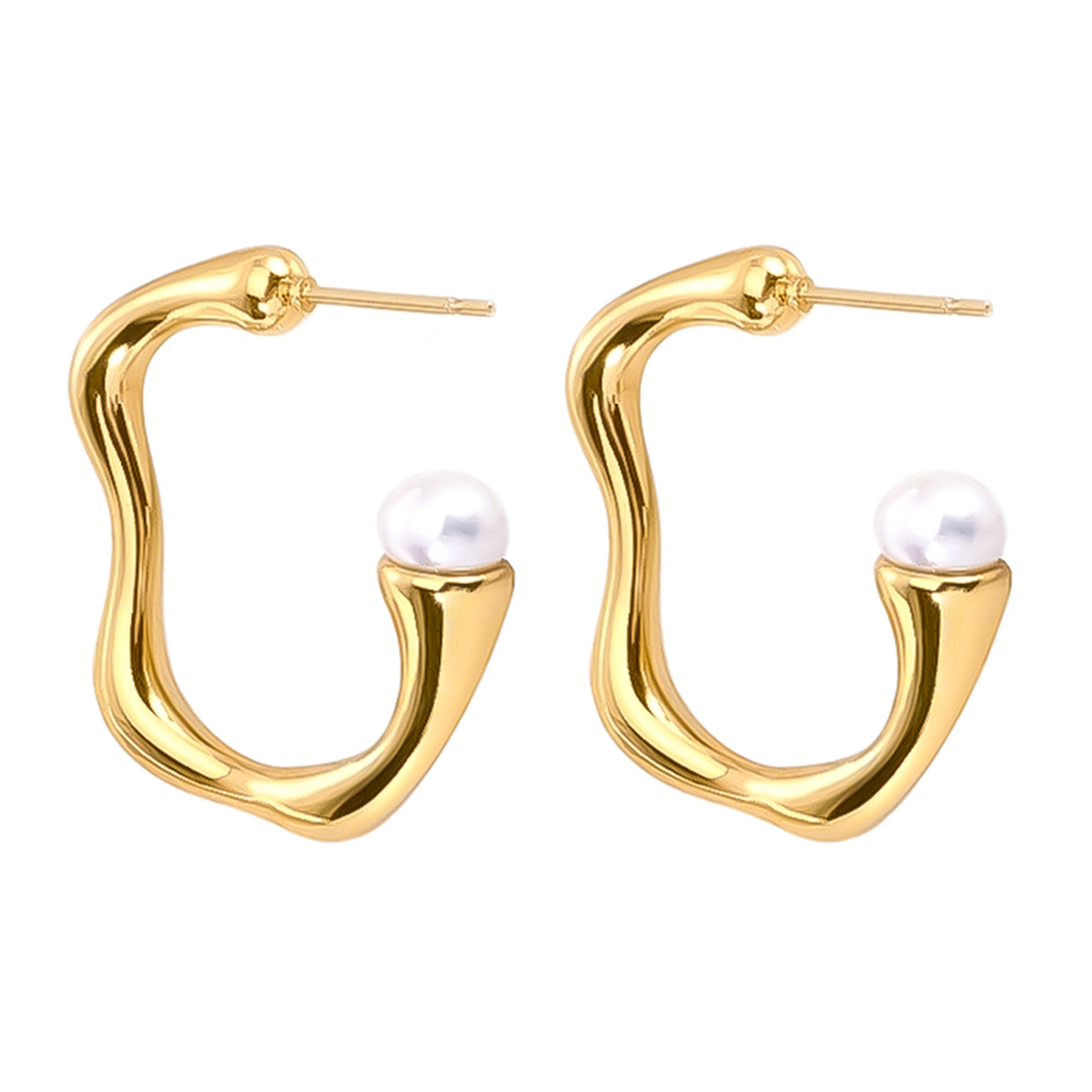 Rivière freshwater pearl gold earrings