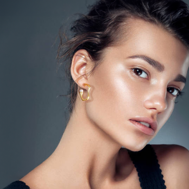 High Polish Rivière Freshwater Pearl Gold Earrings