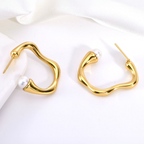Rivière freshwater pearl gold earrings