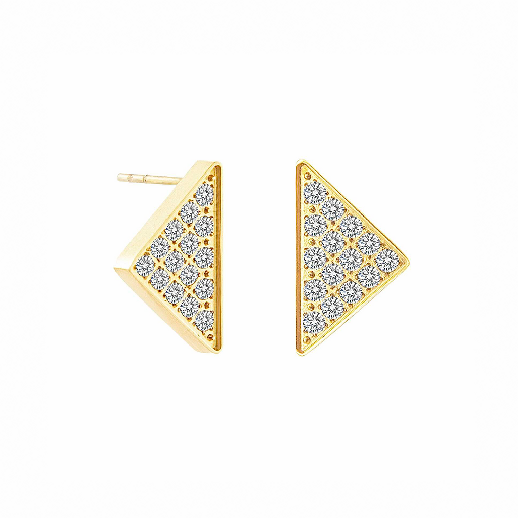 Geometric gold Supera earrings with pavé accents