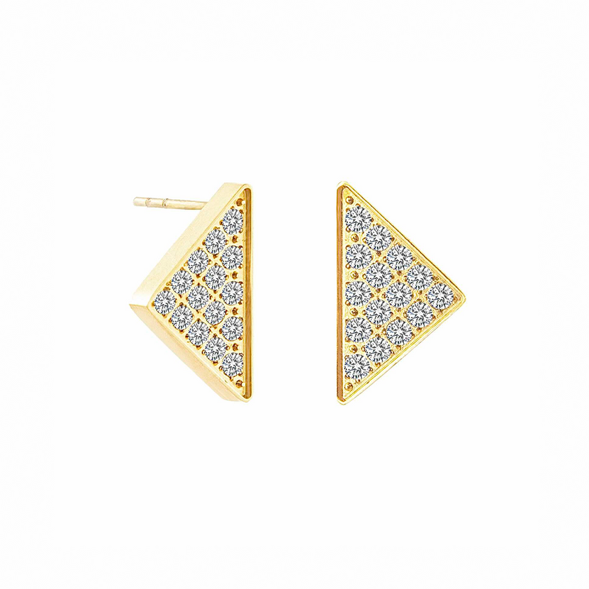 Large Geometric Pavé Supera Gold Earrings