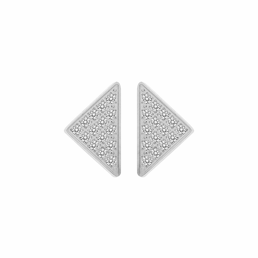 Geometric silver Supera earrings with pavé accents