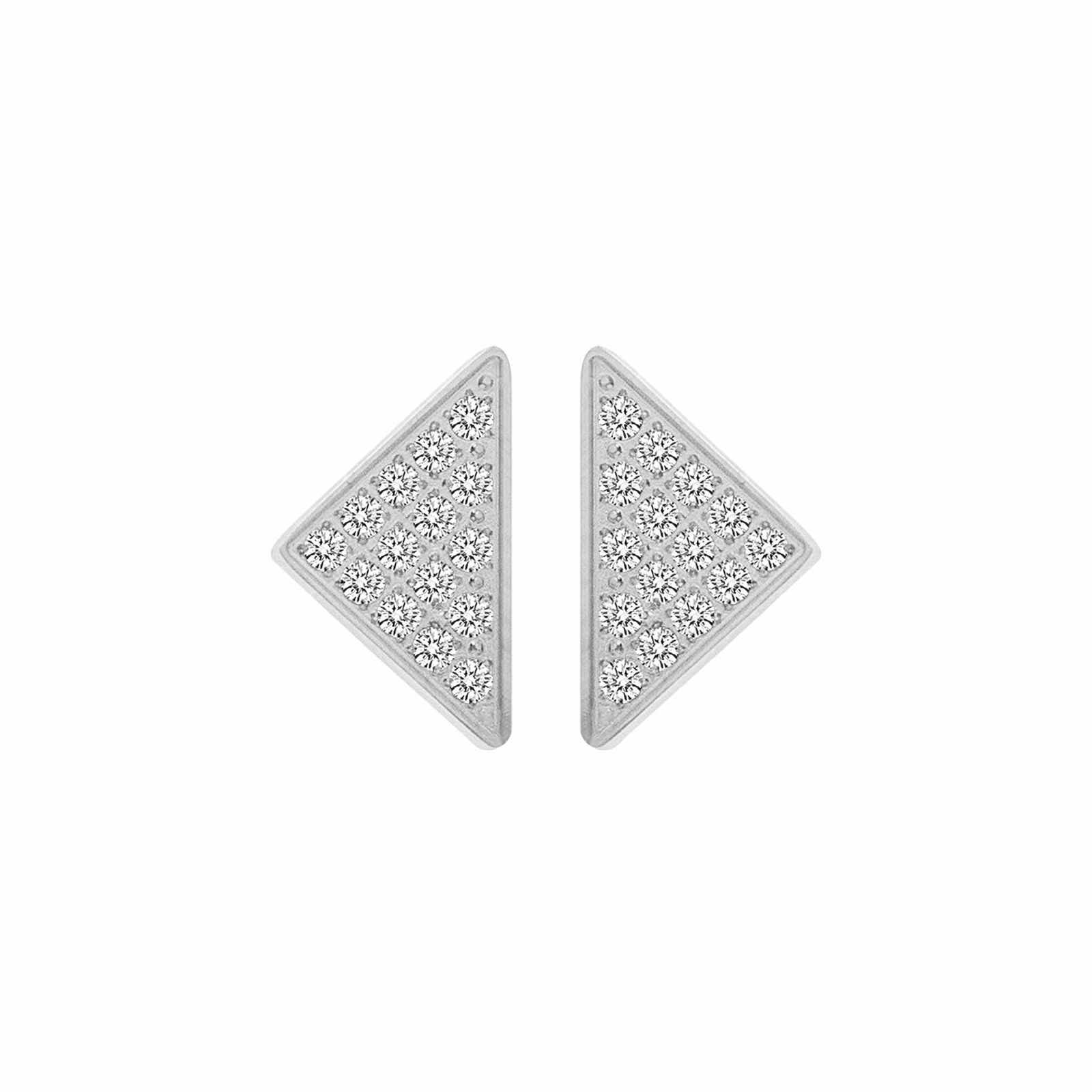Large Geometric Pavé Supera Silver Earrings