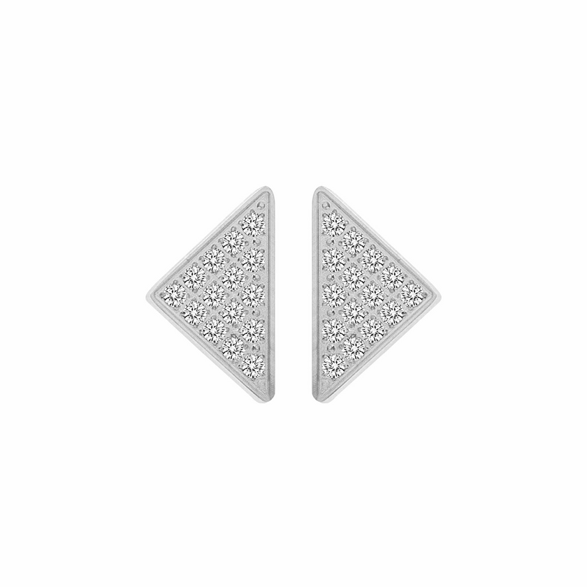 Large Geometric Pavé Supera Silver Earrings