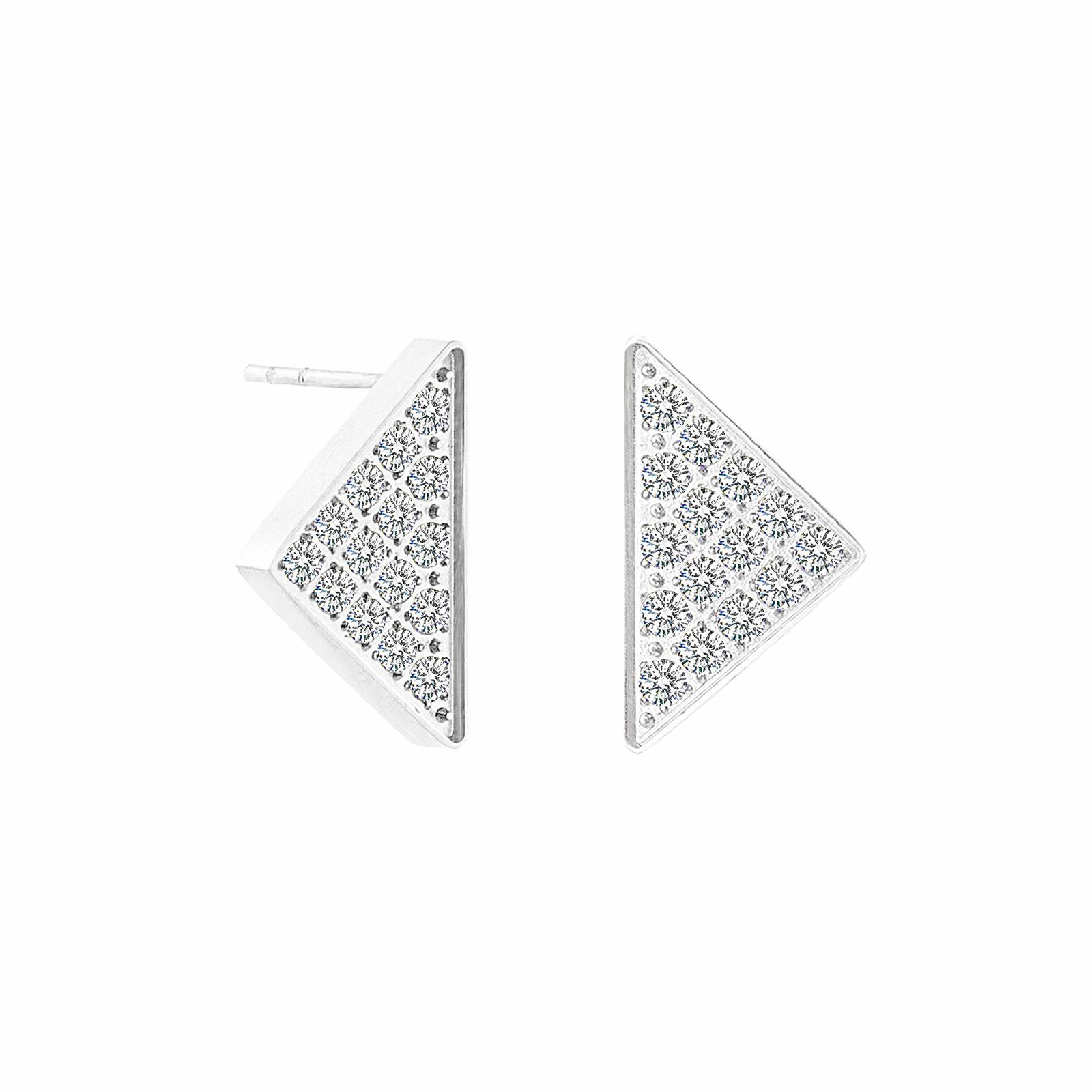 Large Geometric Pavé Supera Silver Earrings