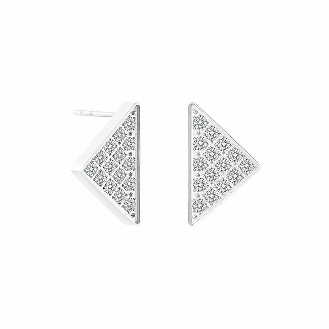 Large Geometric Pavé Supera Silver Earrings